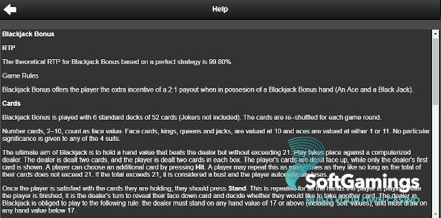 Blackjack Bonus