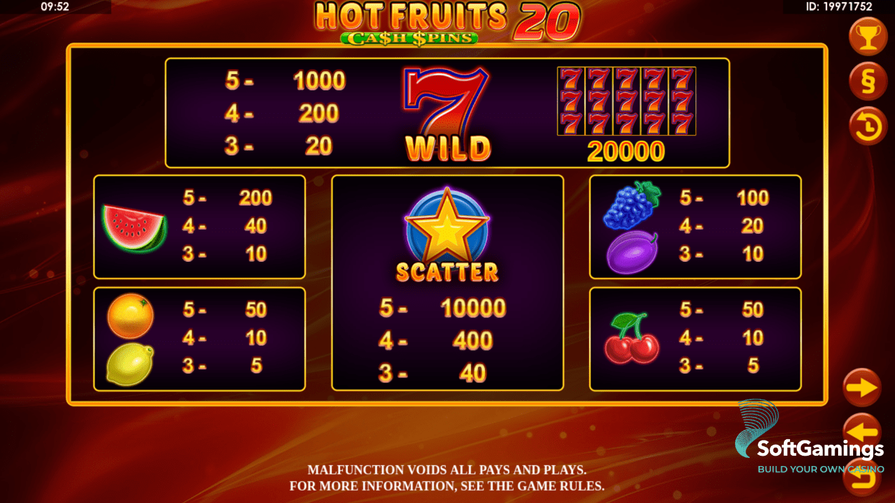 Hot Fruits 20 Cash Spins