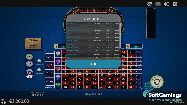 1000 Diamond Bet Roulette
