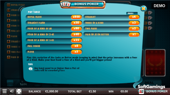 BONUS POKER