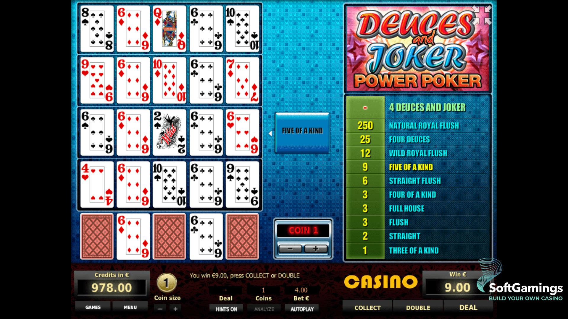 Deuces and Joker Poker 4 Hand
